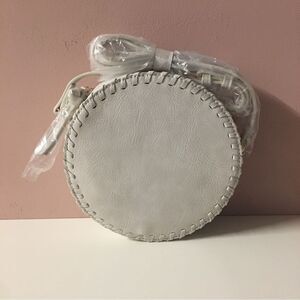Francesca’s Collections Light Gray Faux Leather Circle Crossbody Bag NWT